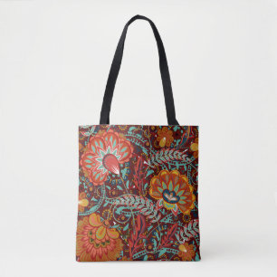 Bolsa Tote Formas florais densas de flores ornamentais de des