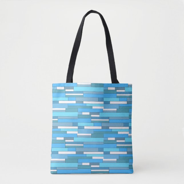 Bolsa Tote Formas geométricas abstratas em azul-teal & turque (Frente)