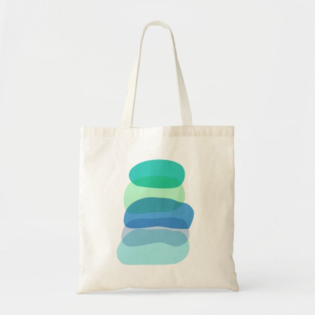 Bolsa Tote Formas geométricas bonito de Abstrato em Azul e Ve (Frente)