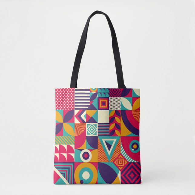 Bolsa Tote formas geométricas de pop abstrato, padrão sem sol (Frente)