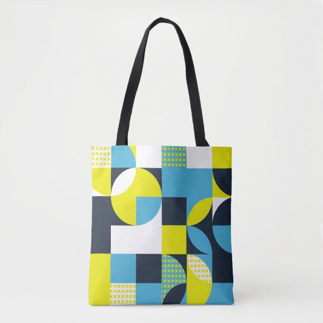 Bolsa Tote Formas geométricas, fundo abstrato colorido. (Frente)