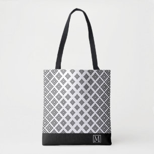 Bolsa Tote Formas Geométricas Pretas E Faixa