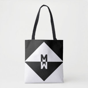 Bolsa Tote Formas Geométricas Preto e Branco Modernas