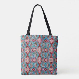 Bolsa Tote Formas inspiradas em vários tribos turquesas