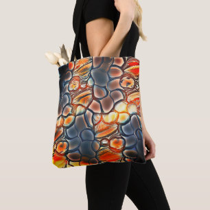 Bolsa Tote Formas redondas em ciano queimado e laranja-membro