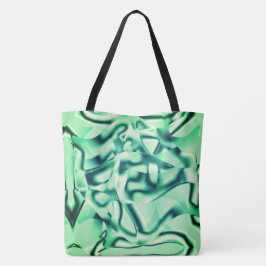 Bolsa Tote Formas verdes curvas de acrílico, com tons de ment