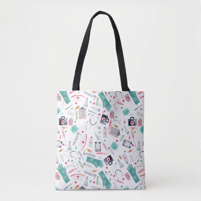 Bolsa Tote Fornecimentos médicos em aquarela (Frente)
