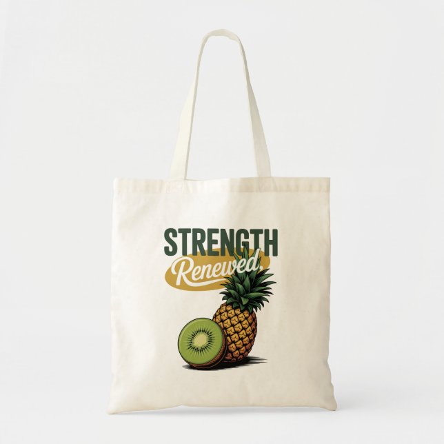 Bolsa Tote Fortalecimento da camisa retrô de Kiwi de abacaxi  (Frente)