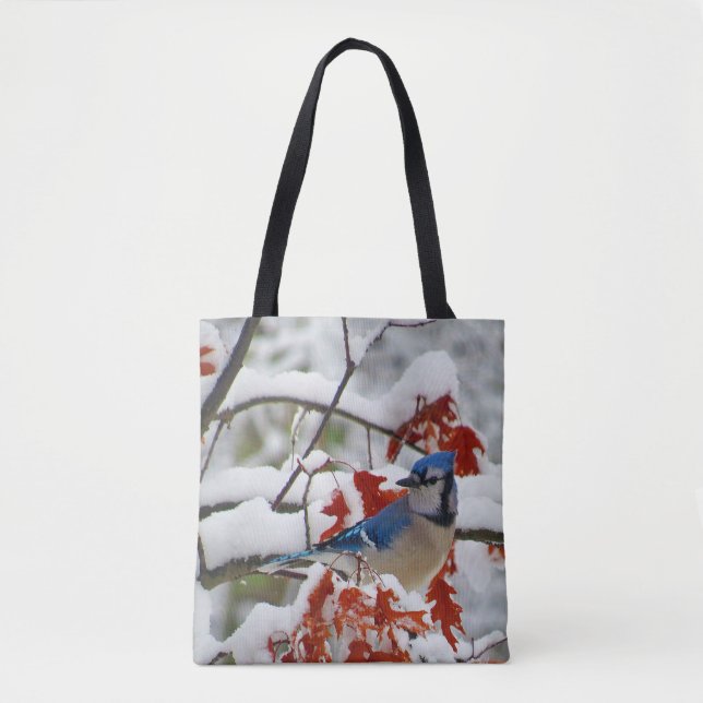 Bolsa Tote Foto bonito de Neve Azul Jay (Frente)