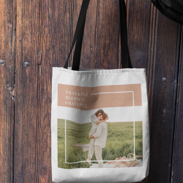 Bolsa Tote Foto da família moderna | Agradecido Grateful (Criador carregado)