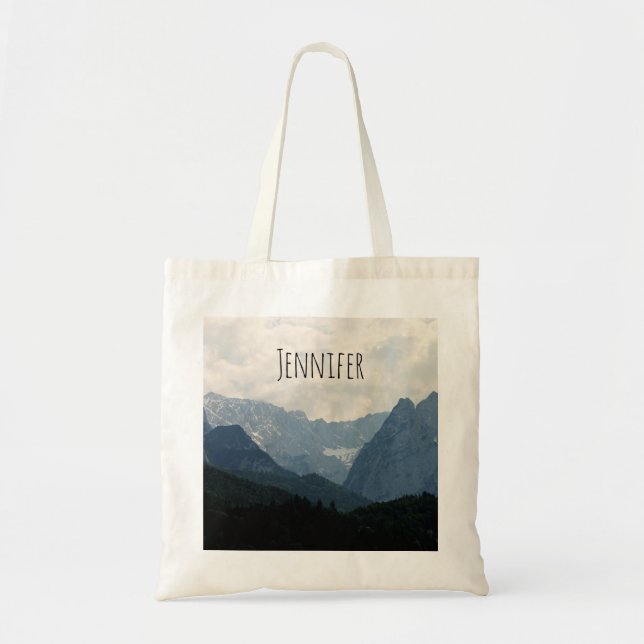 Bolsa Tote Foto da Natureza das Montanhas Alpinas Cênicas (Frente)