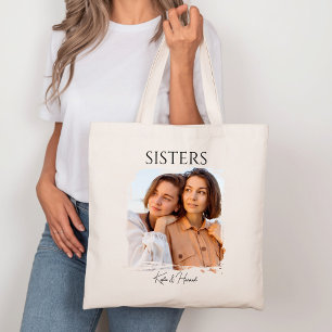 Bolsa Tote Foto das Irmãs de Caligrafia Moderna Simples