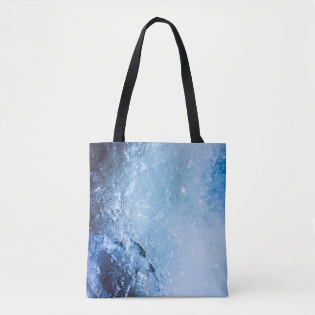 Bolsa Tote Foto de Abstrato de gelo azul (Frente)