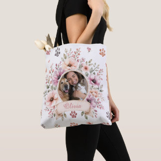 Bolsa Tote Foto de animal de estimação personalizada e nome |