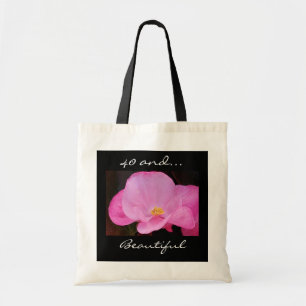 Bolsa Tote Foto de aniversário de 40 anos das Flores Rosa Bon
