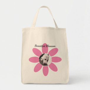 Bolsa Tote Foto de Cachorro Bonito no Blossom Rosa Bonito