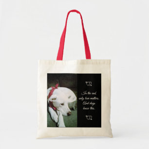Bolsa Tote Foto de Cachorro Branco Bonito com Dia de os namor