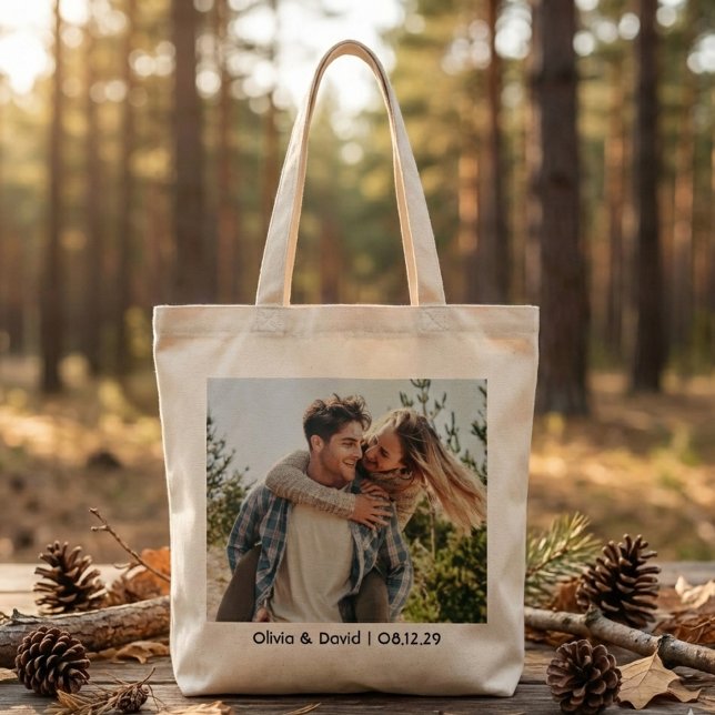 Bolsa Tote Foto de Casal Feliz no Casamento (Criador carregado)