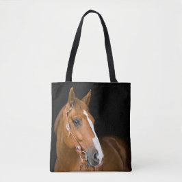 Bolsa Tote Foto de Cavalo Quarto de Milha Marrom Branco