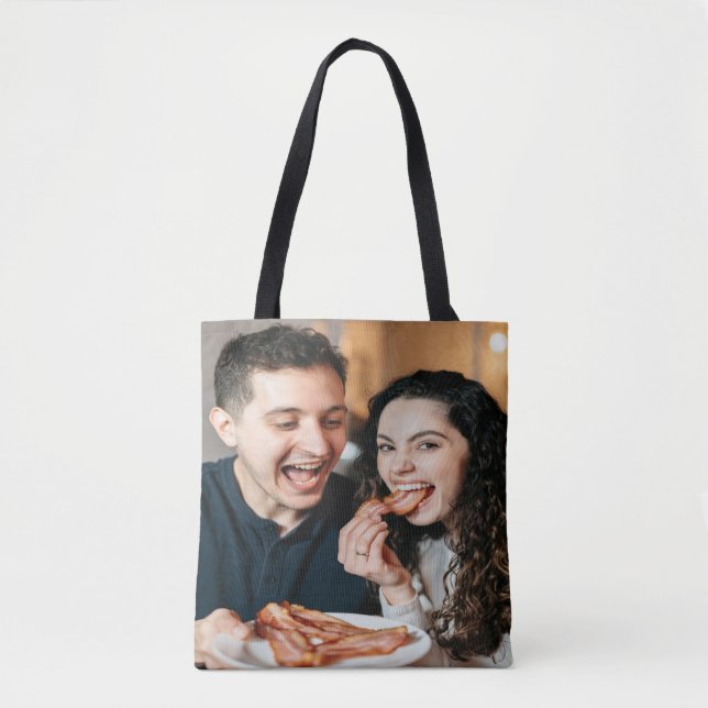 Bolsa Tote Foto de comer bacon Personalizar (Frente)