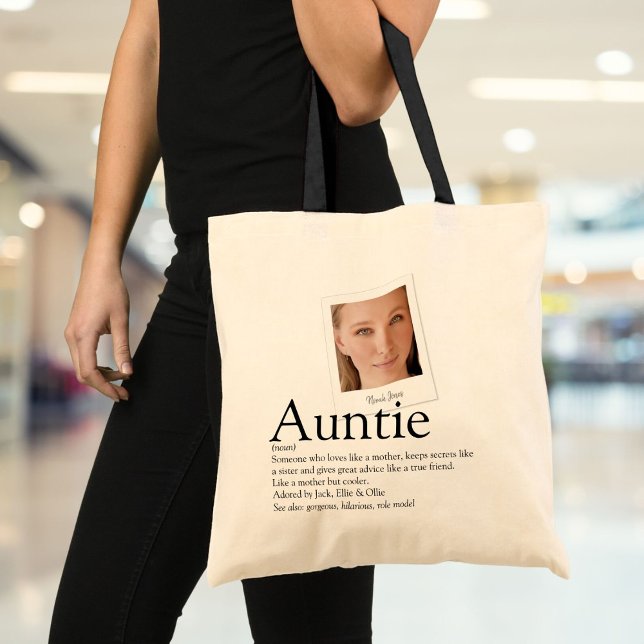 Bolsa Tote Foto de Definição de Tia Moderna (Modern Aunt Auntie Definition Photo Tote Bag)