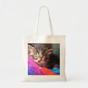 Bolsa Tote Foto de Gatinho Recém-Nascido Sonolento e Macio