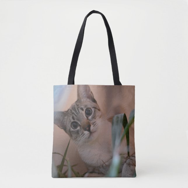 Bolsa Tote Foto de gato bonito (Frente)