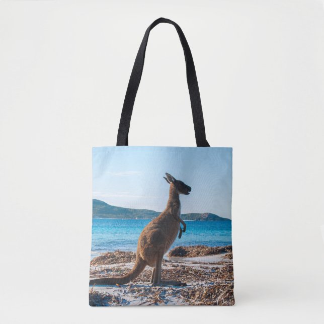 Bolsa Tote Foto de Kangaroo Austrália Lucky Bay Beach (Frente)