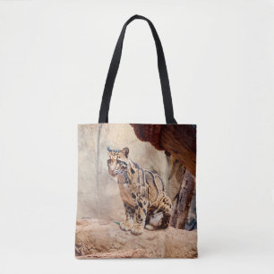 Bolsa Tote foto de leopardo nebuloso natureza vida selvagem e