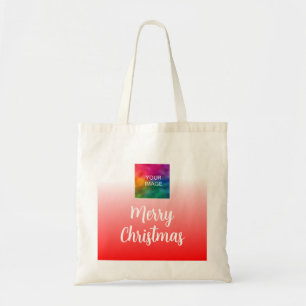 Bolsa Tote Foto de Natal feliz manuscrita ou Modelo de logoti