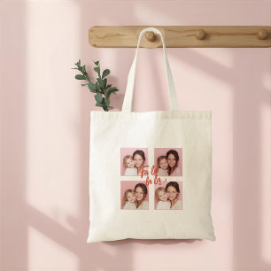 Bolsa Tote Foto de Natal Rosa Fa La La La Blush