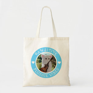Bolsa Tote Foto de Plushie Pawsitivo Azul Kawaii, Cute