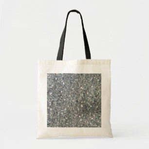 Bolsa Tote Foto de prata à moda do Glitz do brilho