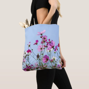 Bolsa Tote Foto de Prlower Meadow rosa e roxa