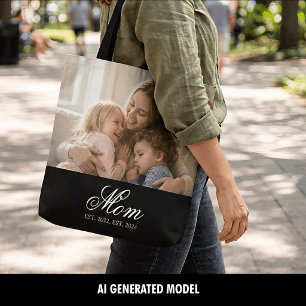 Bolsa Tote Foto de roteiro elegante preto estabelecido pela m