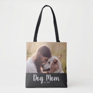 Bolsa Tote Foto de Rótulo de Mãe de Cachorro Estabelecida
