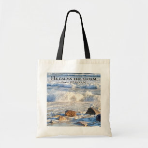 Bolsa Tote Foto de Stormy Sea Ele Calma a Bíblia das Tempesta