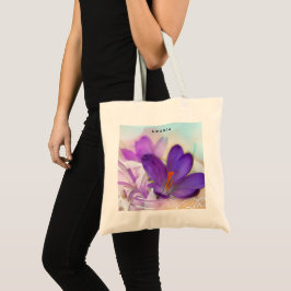 Bolsa Tote Foto de um Bonito Primavera-Crocus Roxo