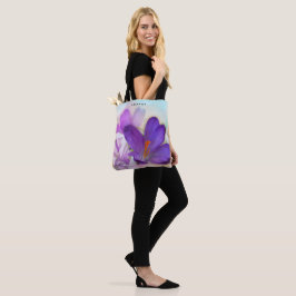 Bolsa Tote Foto de um Bonito Primavera-Crocus Roxo