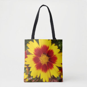 Bolsa Tote Foto de uma flor de Coreopsis amarela e vermelha n