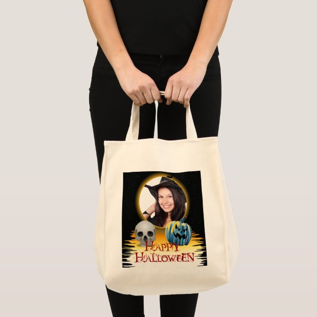 Bolsa Tote Foto do Halloween Foto do Skull Jack o Lanterna (Frente (produto))