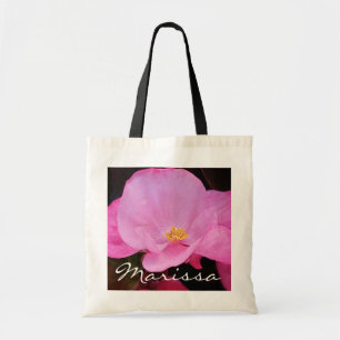 Bolsa Tote Foto do nome das flores rosa elegantes