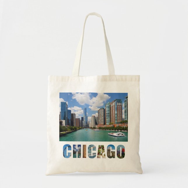 Bolsa Tote Foto do Viagem Skyline City in the Chicago Illinoi (Frente)