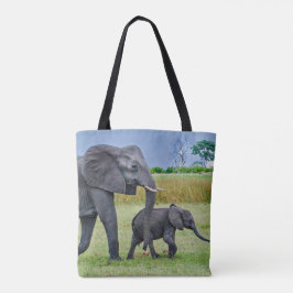 Bolsa Tote Foto do vitelo do elefante selvagem