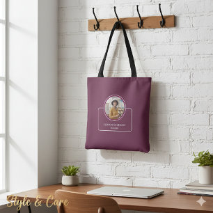 Bolsa Tote Foto e Nome Personalizados com Título Borgonha
