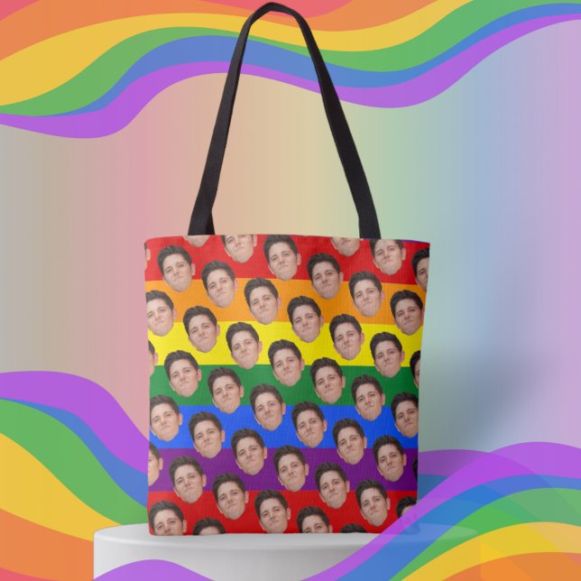 Bolsa Tote Foto Engraçada Personalizada Orgulho gay Arco-Íris (Criador carregado)