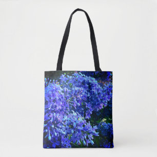Bolsa Tote Foto floral azul roxa-azul romântica azul