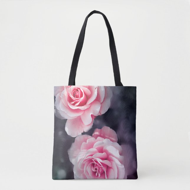 Bolsa Tote Foto Floral de Rosas Rosa na moda (Frente)