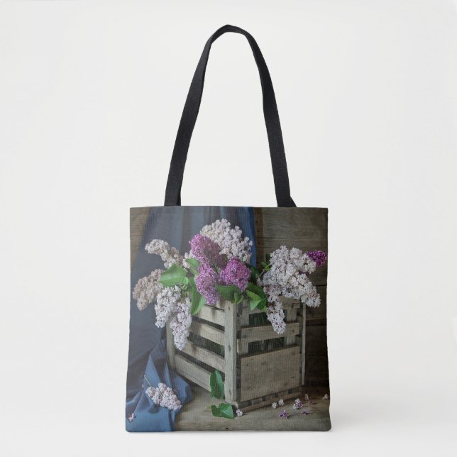 Bolsa Tote Foto Floral Rustic Purple and White Lilacs (Frente)