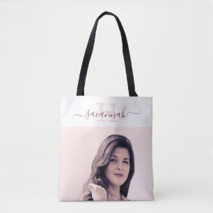 Bolsa Tote Foto monograma noiva dourado rosa branco